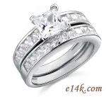 Sterling Silver Princess Channel Set Engagement ring with Matching Wedding Band Sterling Silver Princess Channel Set Engagement ring with Matching Wedding Band