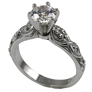 Sterling Silver Round 1 or 2 ct Solitaire Engagement ring with Matching Wedding Band