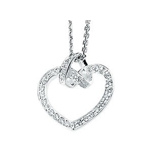 Sterling Silver Round Russian CZ Cubic Zirconia Heart 'Love Knot' Pendant w/ Chain Sterling Silver Round Russian CZ Cubic Zirconia Heart 'Love Knot' Pendant w/ Chain - Product Image