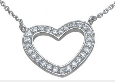 Sterling Silver Russian CZ Cubic Zirconia Heart Pendant w/ Chain Sterling Silver Russian CZ Cubic Zirconia Heart Pendant w/ Chain - Product Image