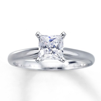 Sterling Silver Russian CZ  Princess Solitaire/Engagement Ring