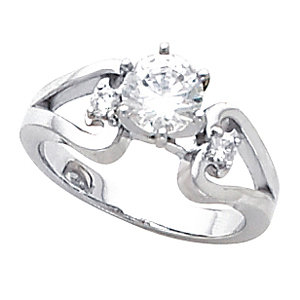 Sterling Silver Solitaire Engagement Ring - Product Image