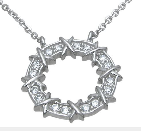 Sterling Silver XOXO Circle Round CZ Pendant w/ Chain Sterling Silver XOXO Circle Round CZ Pendant w/ Chain - Product Image