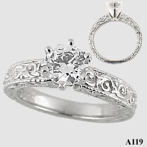Sterling Silver CZ Cubic Zirconia Rings Antique Victorian Engagement Ring