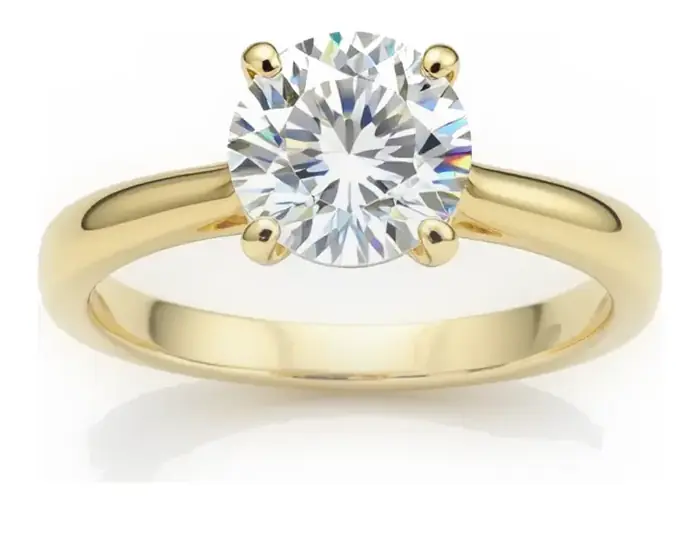 Cubic zirconia solitaire ring in 14k gold